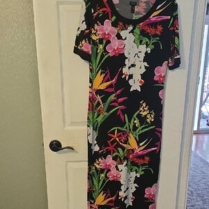 G.I.L.I. Pink and White Sheath Midi Dress Casual Resort Wear